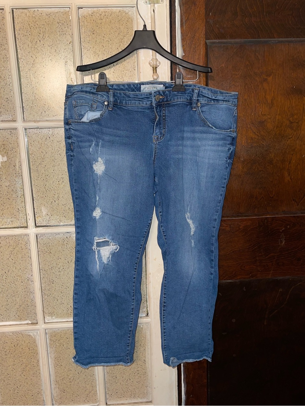 torrid Blue Distressed Cropped Jeans - Size 22